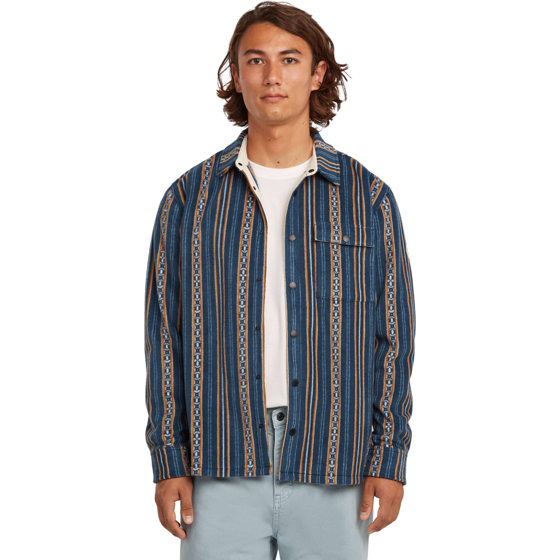 2026 O'Neill Mens O'riginals Superfleece Shirt 2350143 - Blue Originals Jstripe